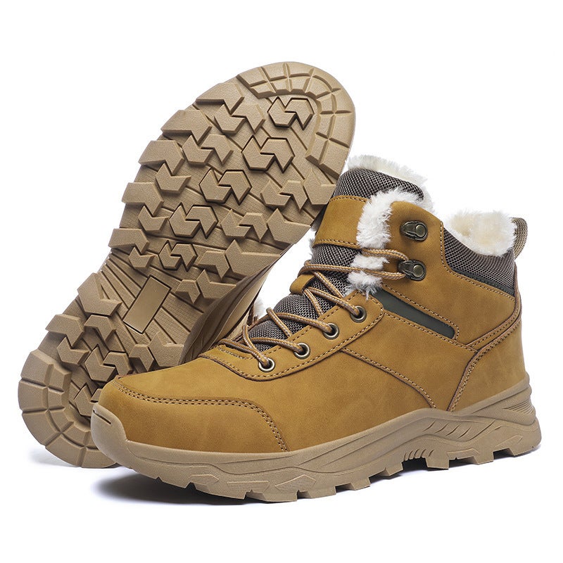Plus Size Winter Fleece-Lined Sports Cotton Shoes Men'S Warm Snow Boots Outdoor Hiking Hiking Shoes Cold-Proof Winter Shoes - Image 1