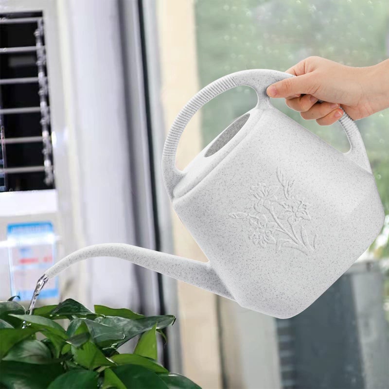 Fasmov 1-Gallon Plastic Watering Can with Comfortable Handle, Garden Watering Cans Long Spout for Indoor Outdoor Watering Plants (Gray White) - Image 4