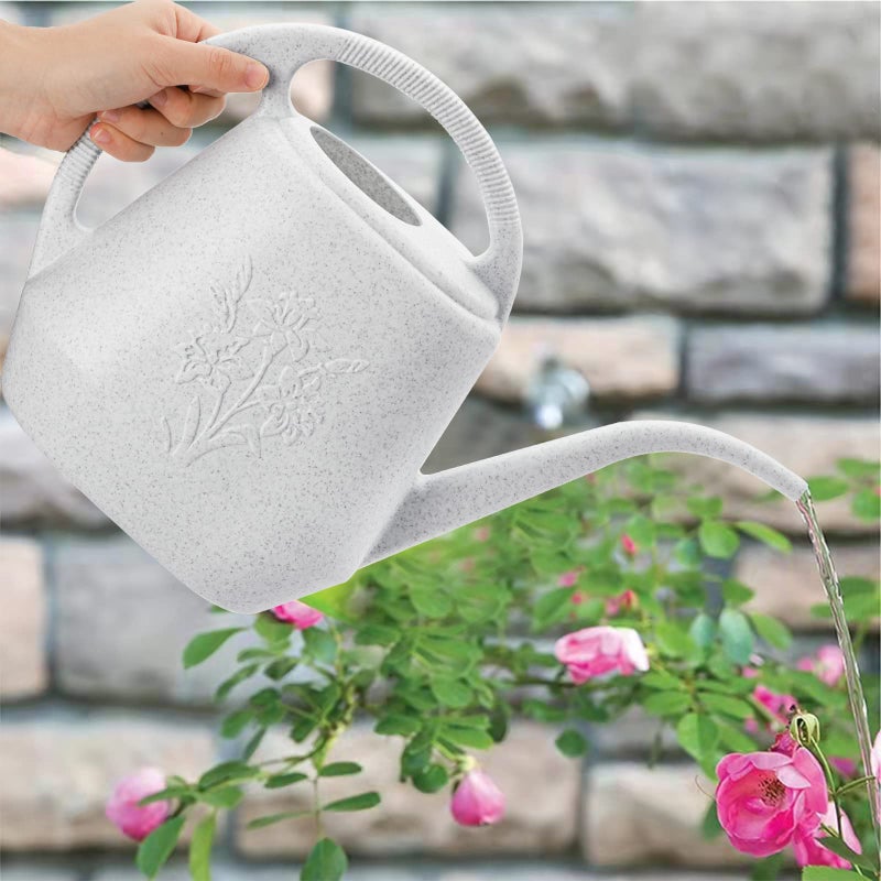 Fasmov 1-Gallon Plastic Watering Can with Comfortable Handle, Garden Watering Cans Long Spout for Indoor Outdoor Watering Plants (Gray White) - Image 5