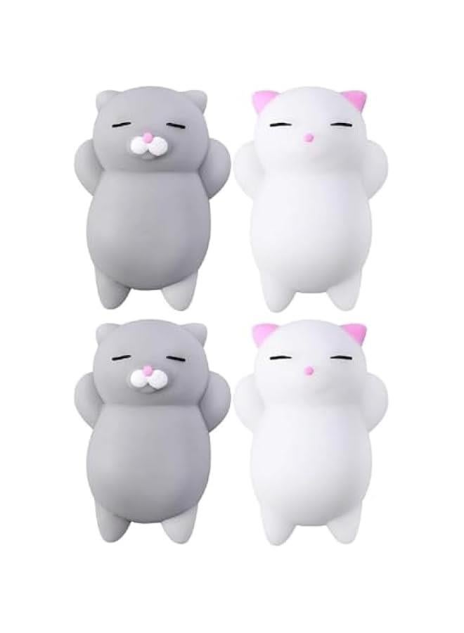MIXDE 4  pack Soft Silicone Kawaii Kitties Top Stress Relief Toy Unique Gifts for Kids Women Men Adults Best Teenage Girls Teen Boy Tween  Stocking Stuffers Idea Gift - Image 1