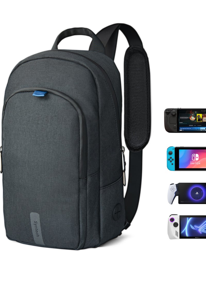 سينتيك حقيبة حمل Syntech (Sling Bag) لأجهزة Steam Deck/ROG Ally X/Legion Go S و Nintendo Switch 2/PS Portal - حقيبة سفر محمولة ووحدات تحكم بسعة تخزين كبيرة (لون أسود) - Image 1