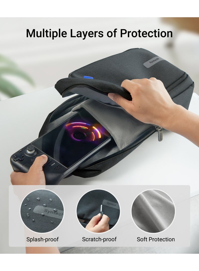 سينتيك حقيبة حمل Syntech (Sling Bag) لأجهزة Steam Deck/ROG Ally X/Legion Go S و Nintendo Switch 2/PS Portal - حقيبة سفر محمولة ووحدات تحكم بسعة تخزين كبيرة (لون أسود) - Image 5