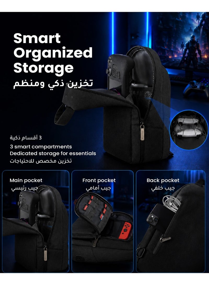 Syntech Carrying Case Compatible with Steam Deck OLED/ROG Ally X/Legion Go S, Sling Bag for Nintendo Switch 2/PS Portal, Portable Travel Bag for Consoles & Accessories with Large Storage Space, Black - Image 3