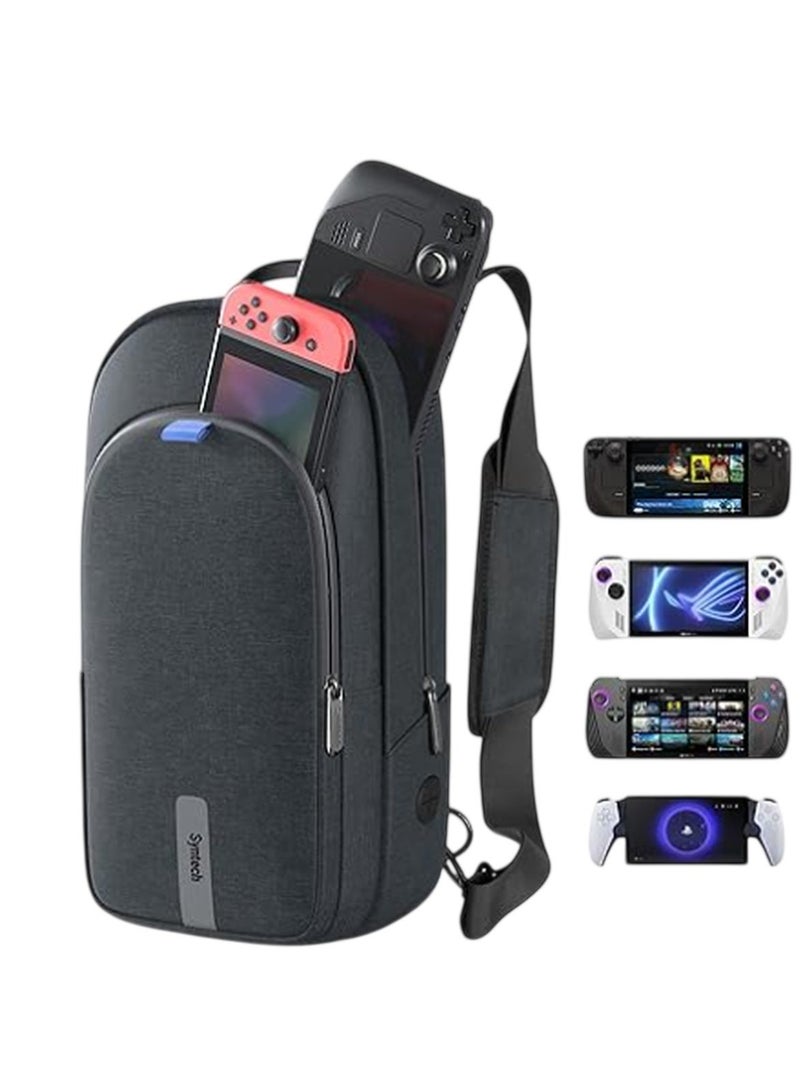 Syntech Carrying Case Compatible with Steam Deck OLED/ROG Ally X/Legion Go S, Sling Bag for Nintendo Switch 2/PS Portal, Portable Travel Bag for Consoles & Accessories with Large Storage Space, Black - Image 1