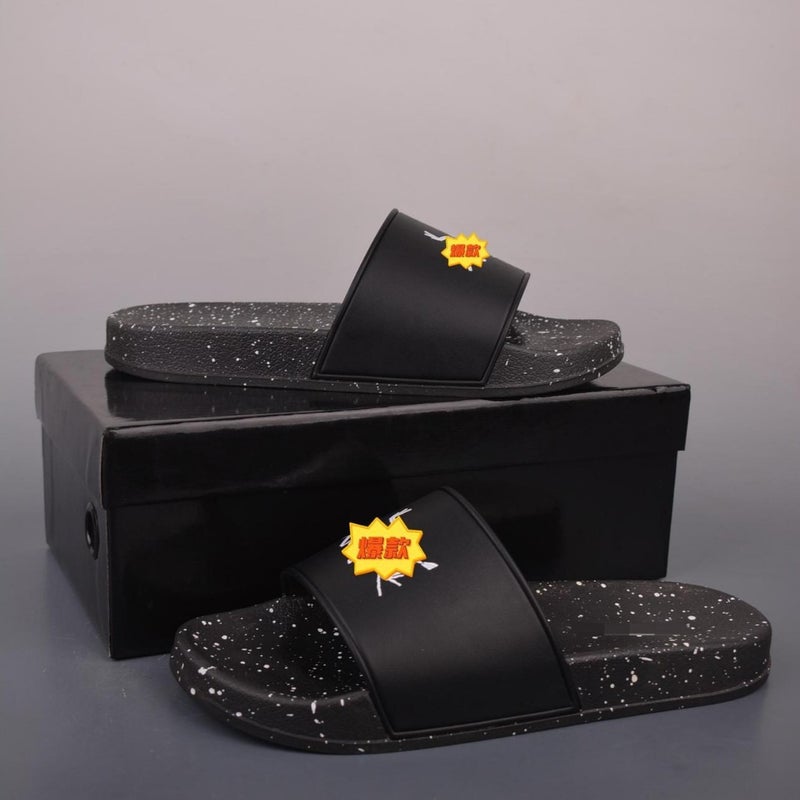 Qi Ta New Summer Fashion Unisex Slide Sandals for Couples, Casual Beach Flip Flops with Splatter Print, Anti-Slip Rubber Sole - Image 4