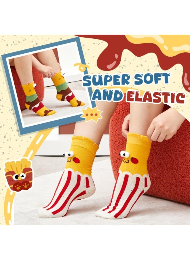 SUNSAR 4 Pairs Funny Hands Socks, Food Themes 3D Eyes Socks, Novelty Hamburger French Fries Stockings, Popcorn and Sausages Silly Stockings, 3D Print Crazy, Sock outfits suitable for both men and women - Image 3