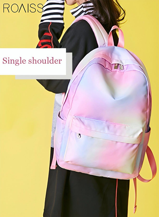 رويس حقيبة مدرسية مكونة من 3 قطع للبنات المراهقات، مجموعة حقائب مدرسية قوس قزح 3 في 1، حقيبة غداء، حالة أقلام، حقيبة سفر خفيفة الوزن، حقيبة يومية متعددة الألوان بسعة تخزين كبيرة، تخزين علمي، أسلوب بسيط، - Image 3