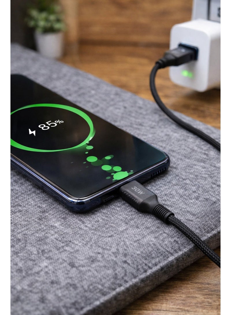 بيلك كابل belk من USB-A إلى Type-C للشحن السريع 30 واط، بطول 120 سم، نايلون مضفر، نقل بيانات 480 ميجابت/ث - Image 5