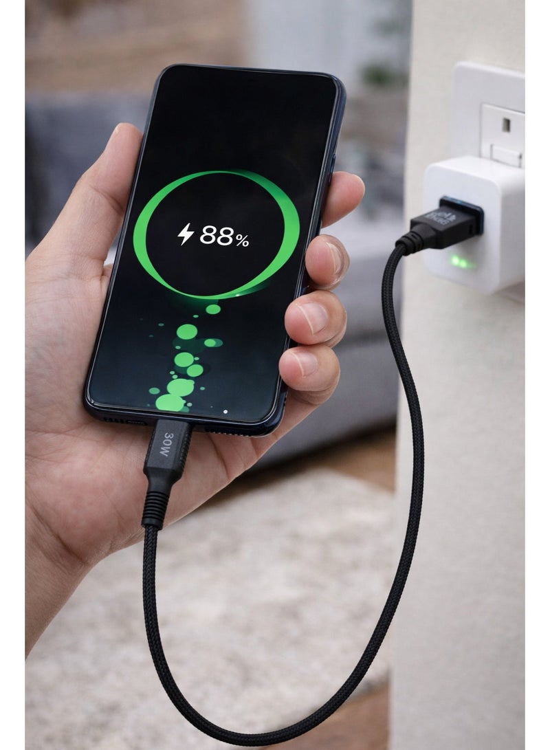 بيلك كابل belk من USB-A إلى Type-C للشحن السريع 30 واط، بطول 120 سم، نايلون مضفر، نقل بيانات 480 ميجابت/ث - Image 4