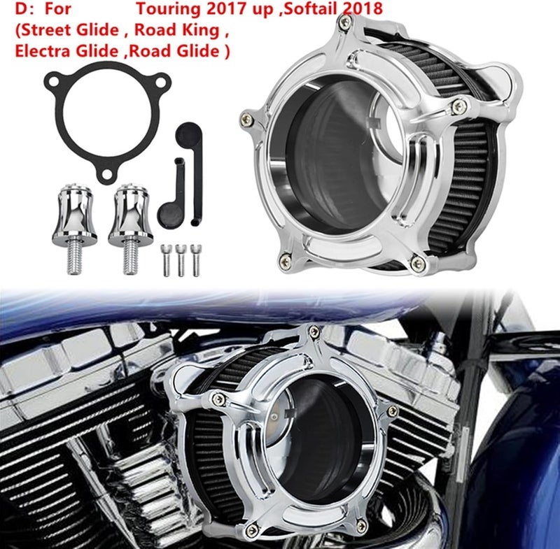 QASULER Motorcycle Chrome Air Cleaner Kit - Image 2