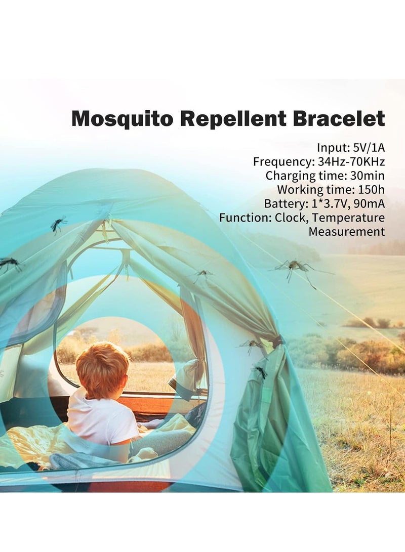KASTWAVE Mosquito Repellent Watch Ultrasonic, Temperature Measurement Bracelets Ultrasonic Mosquito Repellent Bands Deet Free Bug Insect Repellent Band Reusable Long Protection Support Clock -Black  - Image 2