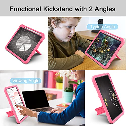 Azzsy Case for iPad (A16) 11th Generation 11 Inch 2025 / iPad 10th Generation 10.9 Inch 2022, [Built-in Pencil Holder] Heavy Duty Shockproof Rugged Protective Case, Pink - Image 3