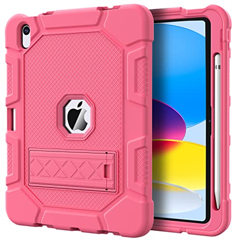 Azzsy Case for iPad (A16) 11th Generation 11 Inch 2025 / iPad 10th Generation 10.9 Inch 2022, [Built-in Pencil Holder] Heavy Duty Shockproof Rugged Protective Case, Pink - Image 1