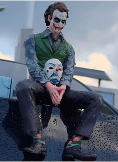 General Marvel DC series Heath Ledger Beauty Man Clown Sitting Suicide Figure Squad Car Model Statue Ornament Gifts for Fans and Friends (24cm)  - Image 1