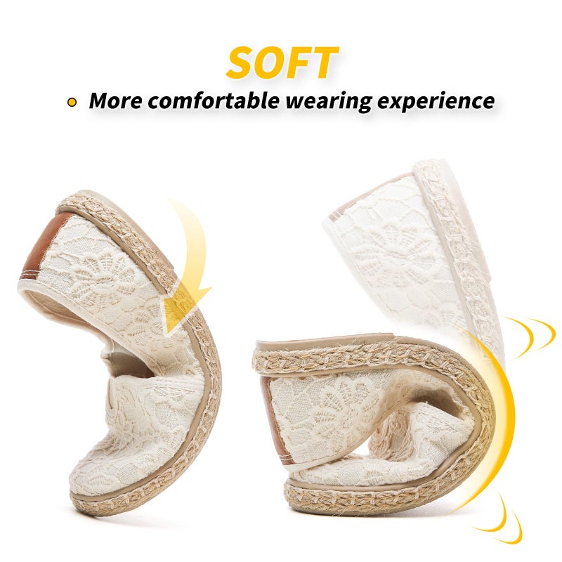 BABUDOG Women's Flats with Flower Embroideried,White Lace Ballet Flats,Comfortable Dress Flats(Nude.US6) - Image 5
