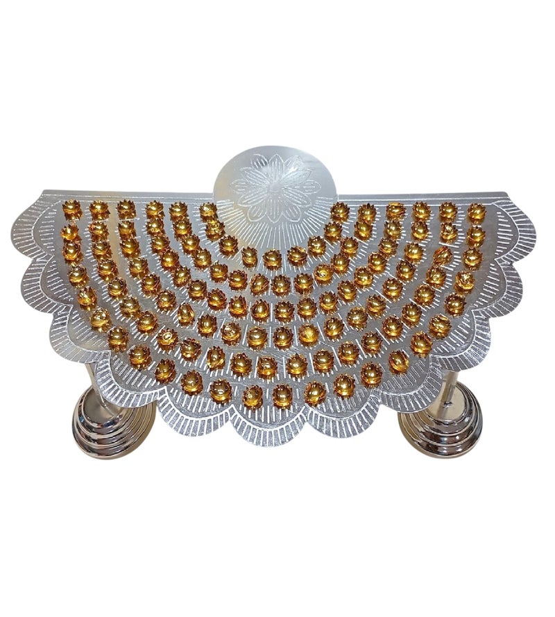 Sigaram Silver Plated Lotus Design 108 Flower Stand for Varamahalakshmi Pooja Festival K4748 - Image 1