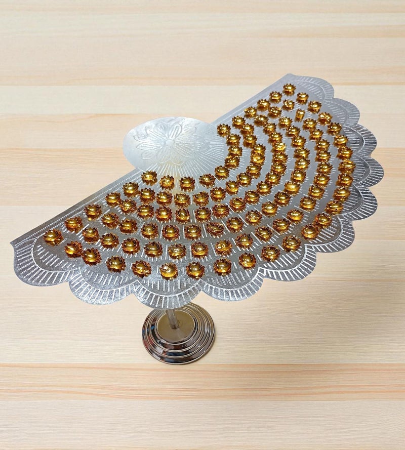 Sigaram Silver Plated Lotus Design 108 Flower Stand for Varamahalakshmi Pooja Festival K4748 - Image 3