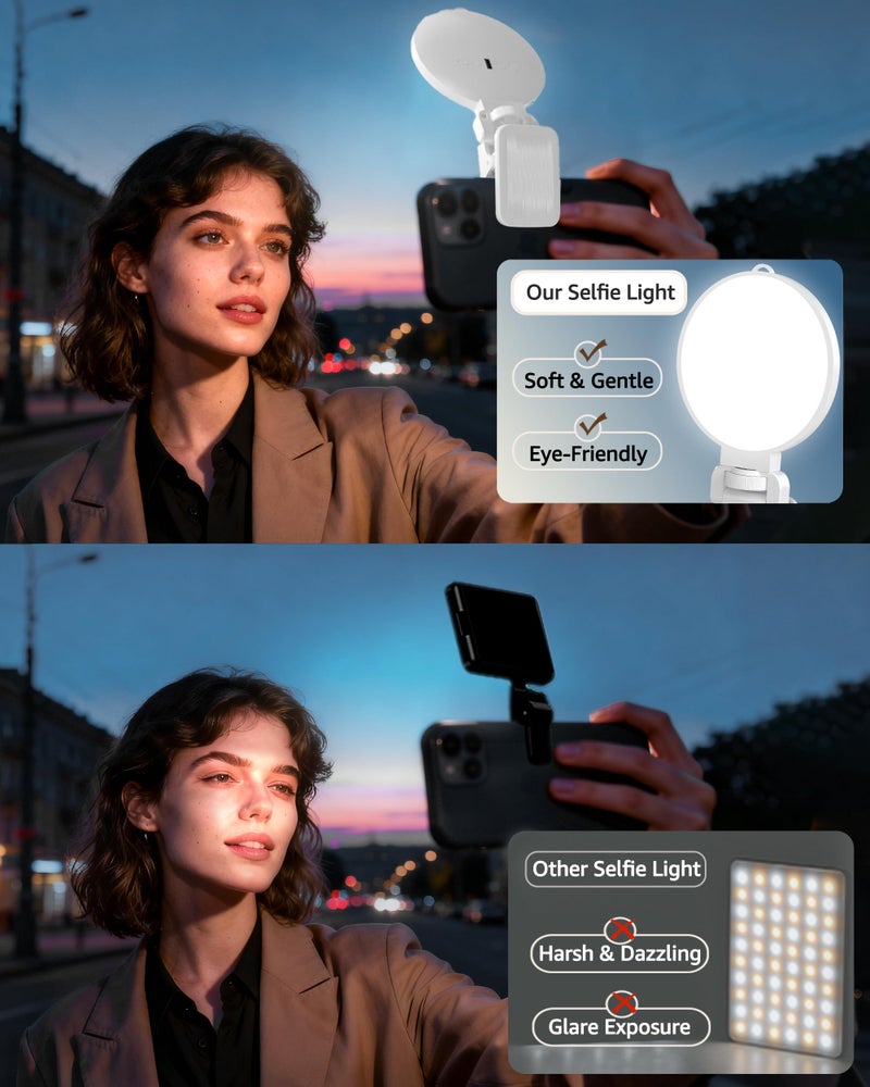 NiceVeedi 3 Color Soft Selfie Light Phone Light with Clip, Portable Edge-lit Ring Light, Rechargeable Video Conference Lighting for iPhone/Selfies/Makeup/Live Streaming/TikTok/Vlog/Zoom/Video Calls - Image 3