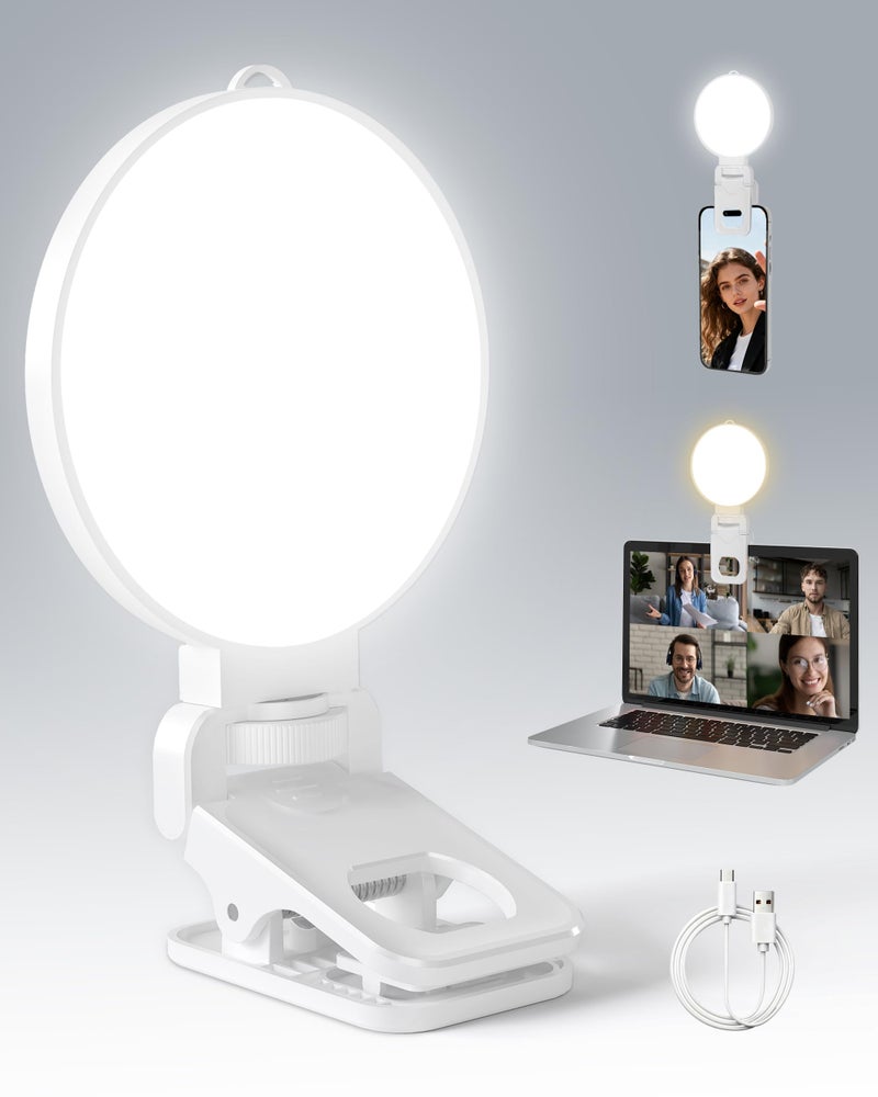 NiceVeedi 3 Color Soft Selfie Light Phone Light with Clip, Portable Edge-lit Ring Light, Rechargeable Video Conference Lighting for iPhone/Selfies/Makeup/Live Streaming/TikTok/Vlog/Zoom/Video Calls - Image 1