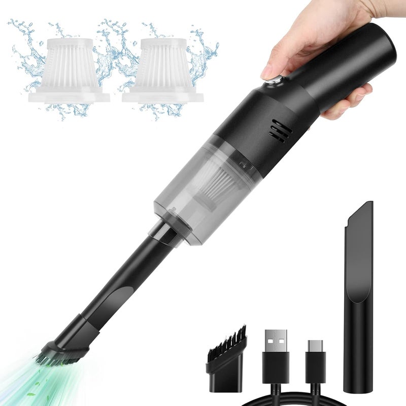 Auloea Cordless Portable Mini Car Vacuum Cleaner, Powerful (400g) Handheld Vacuum Cleaner, Cordless Rechargeable, Black, Hand Vacuum Cleaner for Car/Desk - Image 1