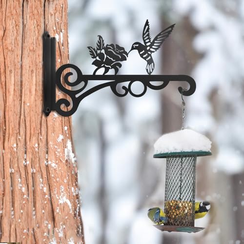 RANRTI 2-Pack 10 Inch Aesthetic Plant Hangers Outdoor – Metal Hanging Plant Bracket with Beautiful Hummingbird Pattern – Heavy Duty Plant Hooks for Hanging Plants, Bird Feeder, Wind Chime, Lantern - Image 4