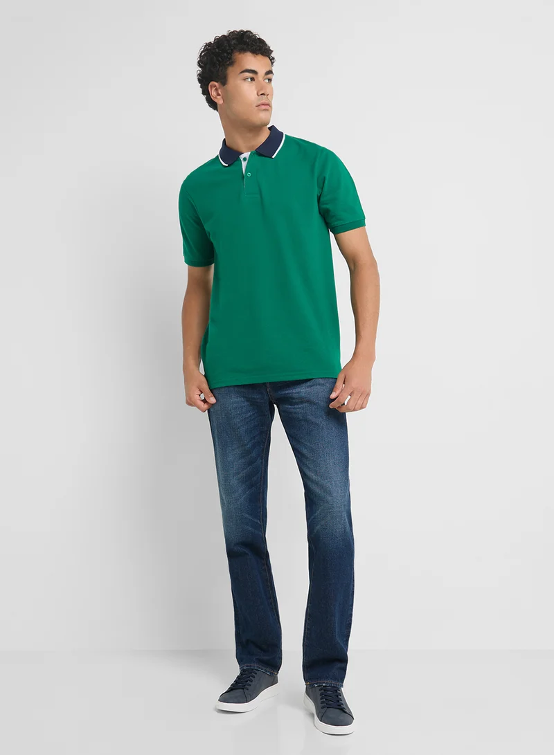 Seventy Five Jacquard Collar Polo Shirt