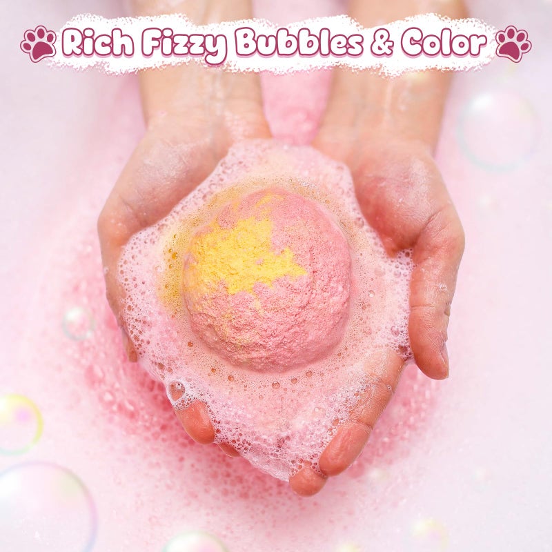 Toylink Bath Bombs for Kids with Surprise Inside for Girls Boys, 12 Pack Kids Bath Bombs with Dog & Cat Toys Pretend Playset Handmade Bubble Bath Fizzies Birthday Christmas Gift Set - Image 4