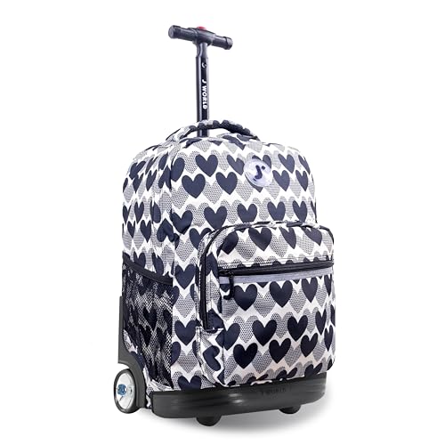J World Sunrise Rolling Backpack Roller Bag with Wheels Heart Dot