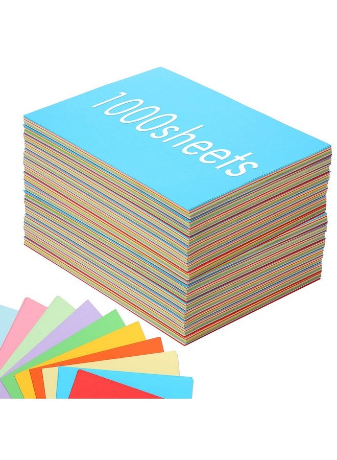شير ورق ملون للبناء، مقاس A4 9 × 12 بوصة، 1000 ورقة، ورق تلوين ثقيل الوزن للأطفال، لوازم مدرسية فنية بكميات كبيرة (ألوان قوس قزح) - Image 1