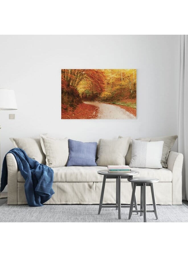 Home Gallery - Road In Autumn Forest Canvas Wall Art - Image 1