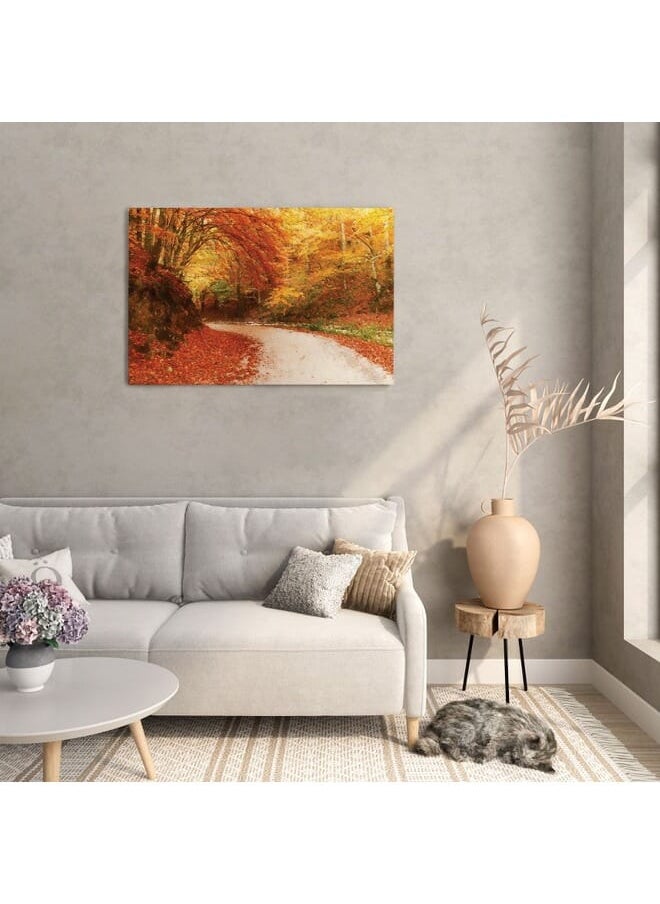 Home Gallery - Road In Autumn Forest Canvas Wall Art - Image 1