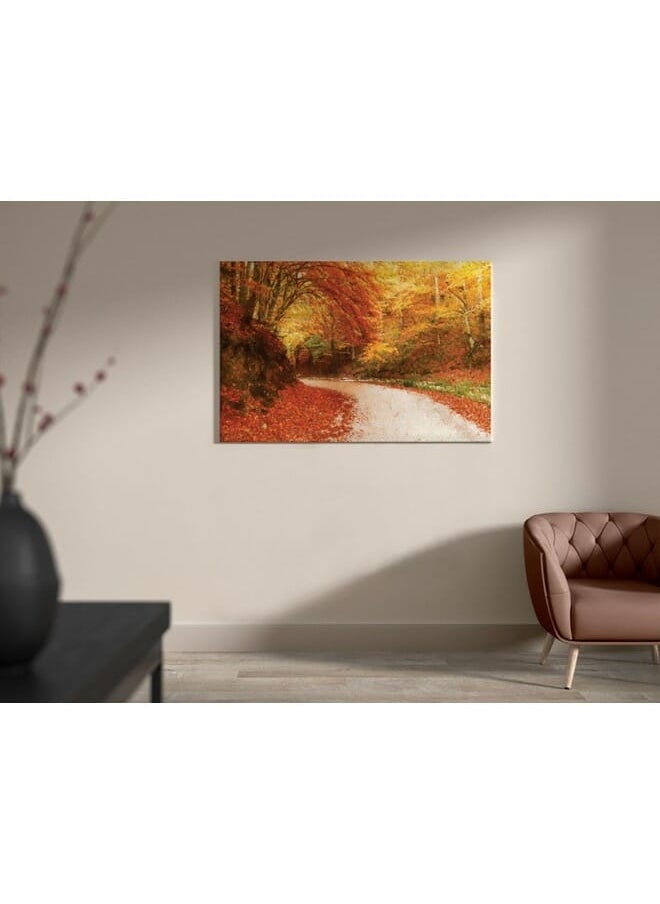 Home Gallery - Road In Autumn Forest Canvas Wall Art - Image 1
