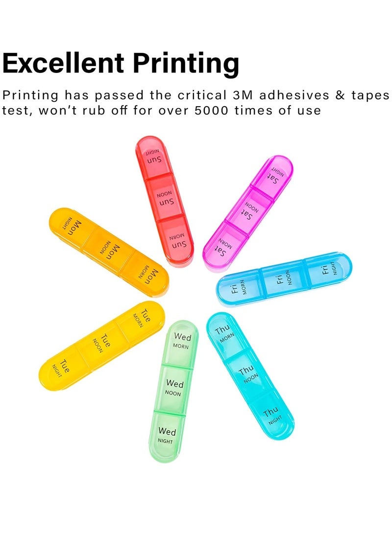 lebonaer Portable Travel Medicine Organizer 3 Time 7 Day, Light Proof Pill Organizer, Large Capacity Pill Box 21x, Weekly Daily Medicine Box Case, Vitamin Box Organizer (Clear Rainbow) - Image 4