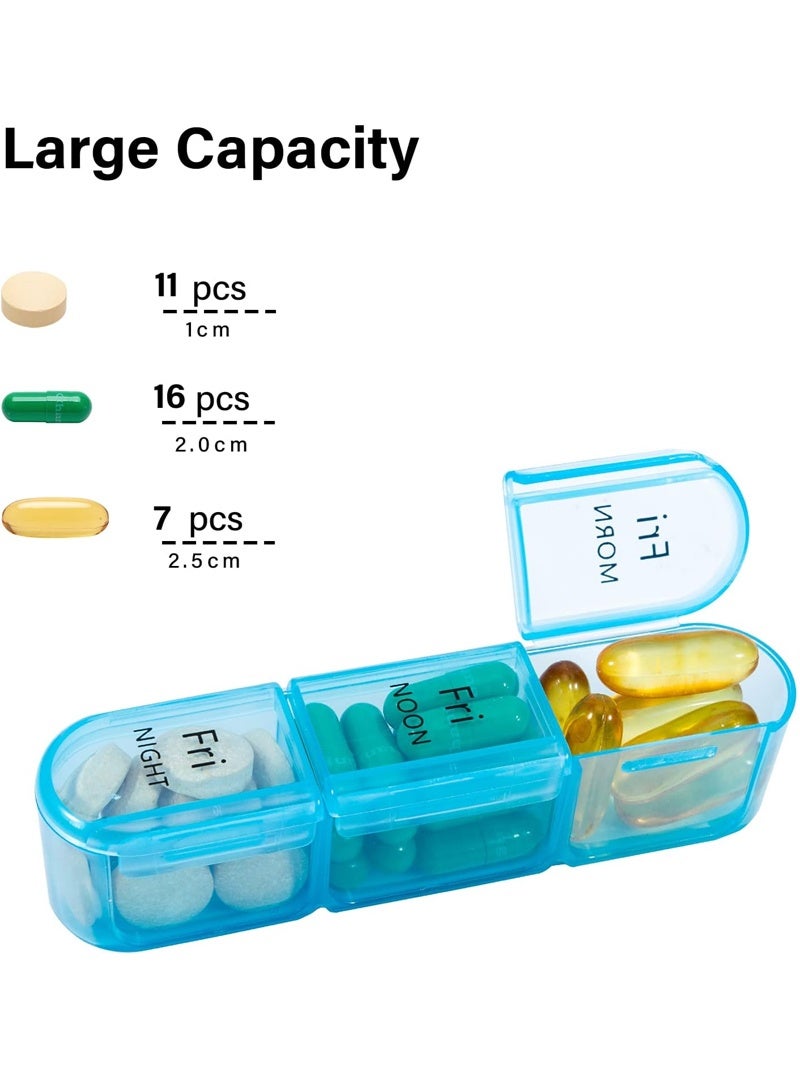 lebonaer Portable Travel Medicine Organizer 3 Time 7 Day, Light Proof Pill Organizer, Large Capacity Pill Box 21x, Weekly Daily Medicine Box Case, Vitamin Box Organizer (Clear Rainbow) - Image 2