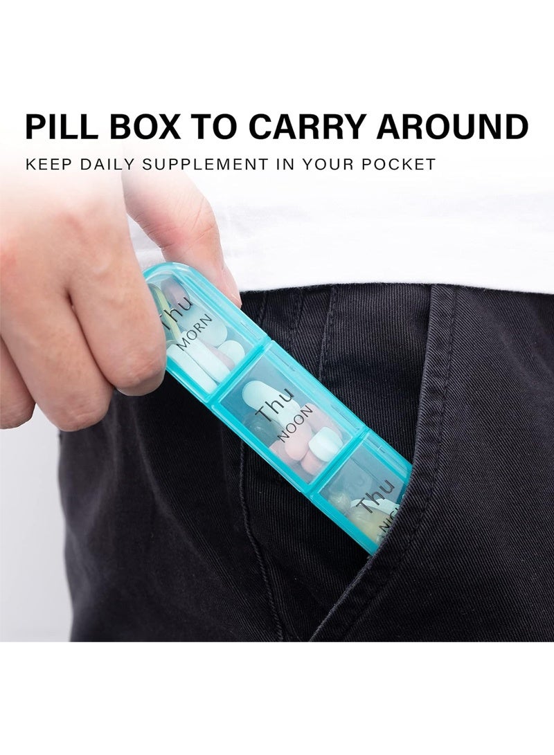 lebonaer Portable Travel Medicine Organizer 3 Time 7 Day, Light Proof Pill Organizer, Large Capacity Pill Box 21x, Weekly Daily Medicine Box Case, Vitamin Box Organizer (Clear Rainbow) - Image 3