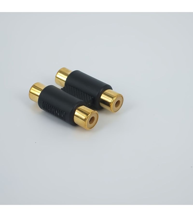 Silvery 2Pcs 2RCA Female to Female Straight Through AV Adapter - Image 1