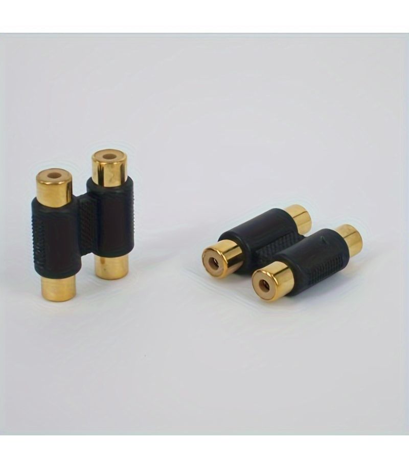Silvery 2Pcs 2RCA Female to Female Straight Through AV Adapter - Image 2