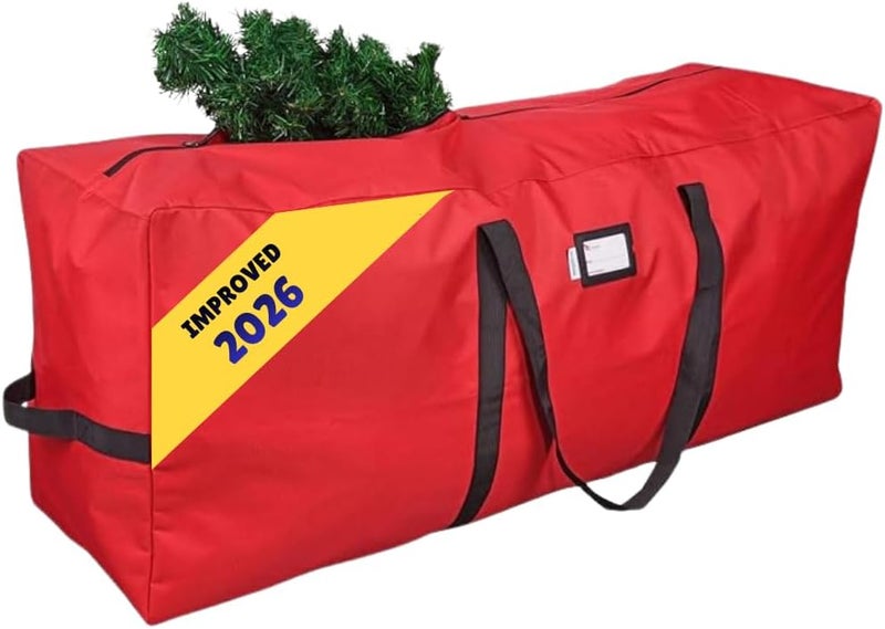 Primode Heavy Duty Christmas Tree Storage Bag | Fits Up to 7-8 Ft. Disassembled Holiday Tree | 50” x 15” x 20” Tree Storage Container | Durable 600D Oxford Material | Xmas Storage Box (Red) - Image 1