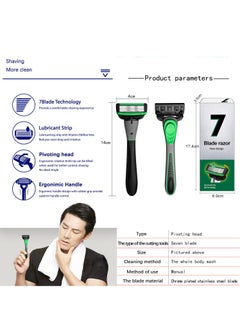 CLS Men's Razor Kit, 7-layers Razor, Rubber Handle Razor, Replacement Blades, Shaving Set For Facial Care, 1 Handle + 5 Blades  - Image 4