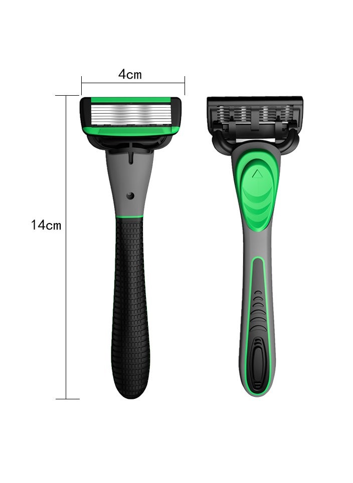 CLS - Men's Razor Kit, 7-layers Razor, Rubber Handle Razor, Replacement Blades, Shaving Set For Facial Care, 1 Handle + 5 Blades - Image 1