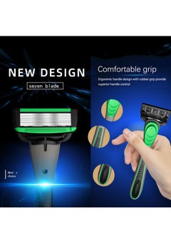 CLS Men's Razor Kit, 7-layers Razor, Rubber Handle Razor, Replacement Blades, Shaving Set For Facial Care, 1 Handle + 5 Blades  - Image 3