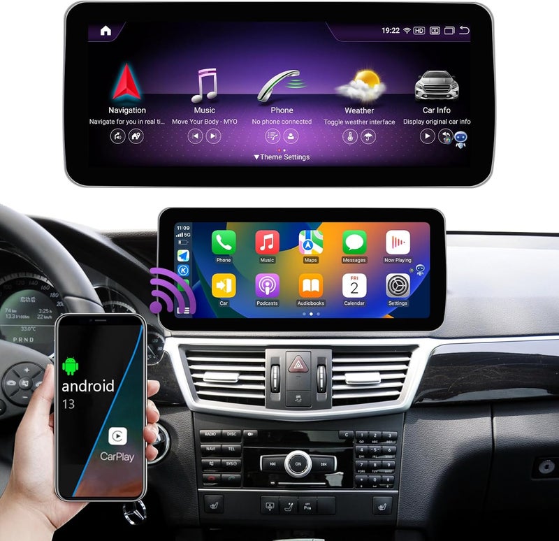 ninetom Android 13 Car Radio - 12.3" Touchscreen with 8GB RAM and 256GB Storage for Mercedes Benz E Class S212 W212 (2009-2014) - Image 1