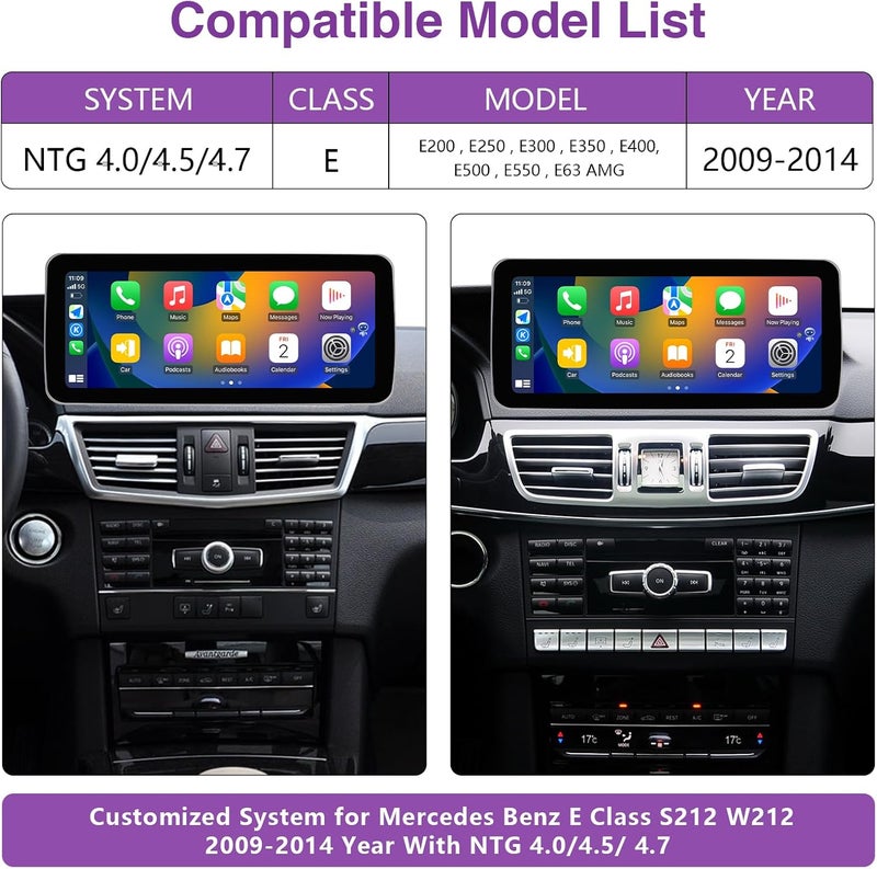 ninetom Android 13 Car Radio - 12.3" Touchscreen with 8GB RAM and 256GB Storage for Mercedes Benz E Class S212 W212 (2009-2014) - Image 2