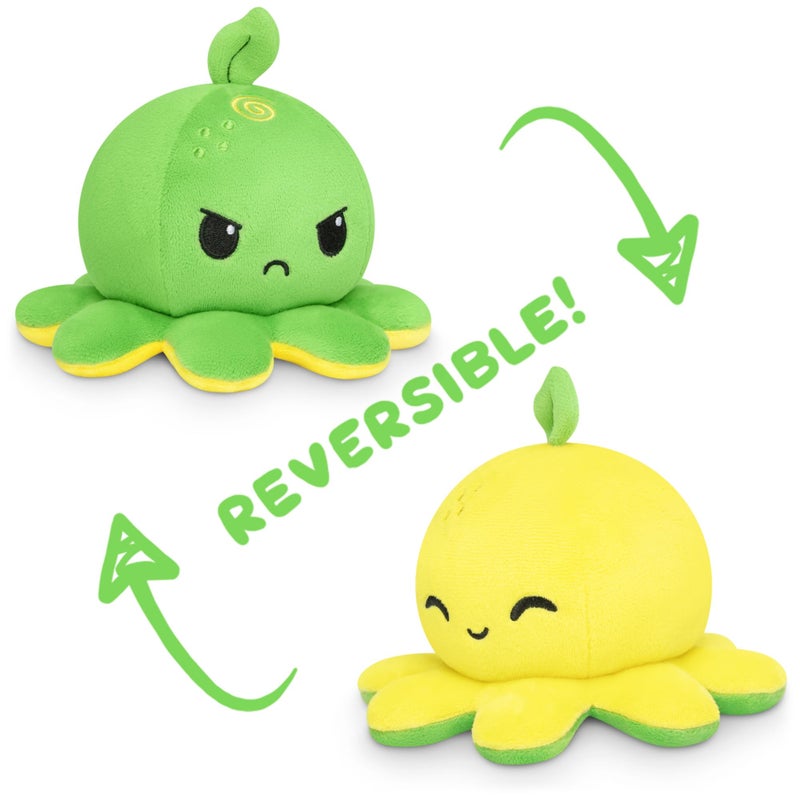 TeeTurtle - The Original Reversible Octopus Plushie - Lemon + Lime - Cute Sensory Fidget Stuffed Animals That Show Your Mood - Image 3