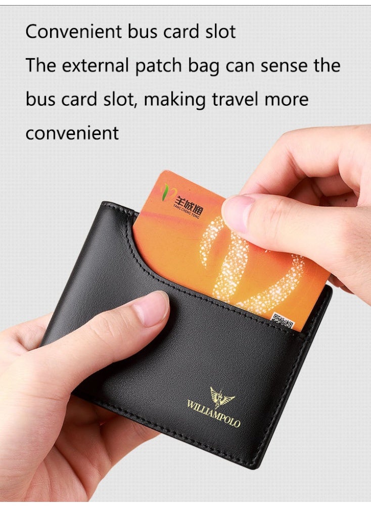 ويليامبولو محفظة ويليامبولو للرجال، محفظة جلدية ممتازة، محفظة جلدية ناعمة للرجال، أسلوب عمودي قصير، محفظة جلد البقر الطبقة العليا - Image 5