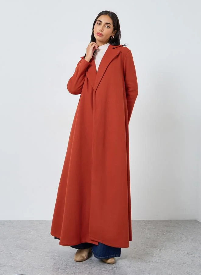 Styli Solid Blazer Neck Open Abaya