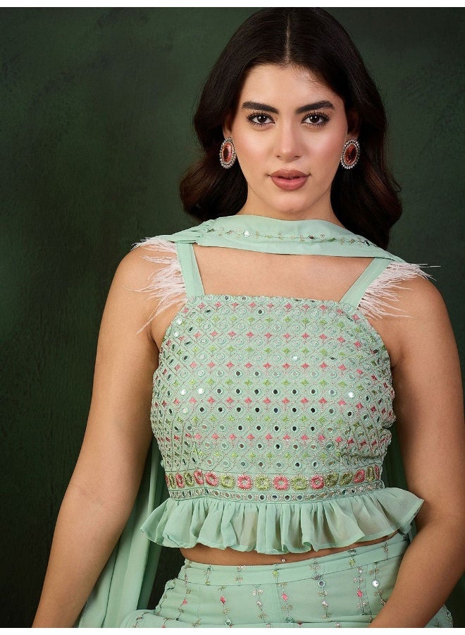 AKS Mint Green Sequinned Co Ord Set  - Image 1