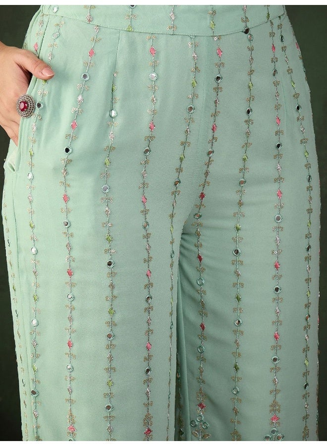 AKS Mint Green Sequinned Co Ord Set  - Image 3