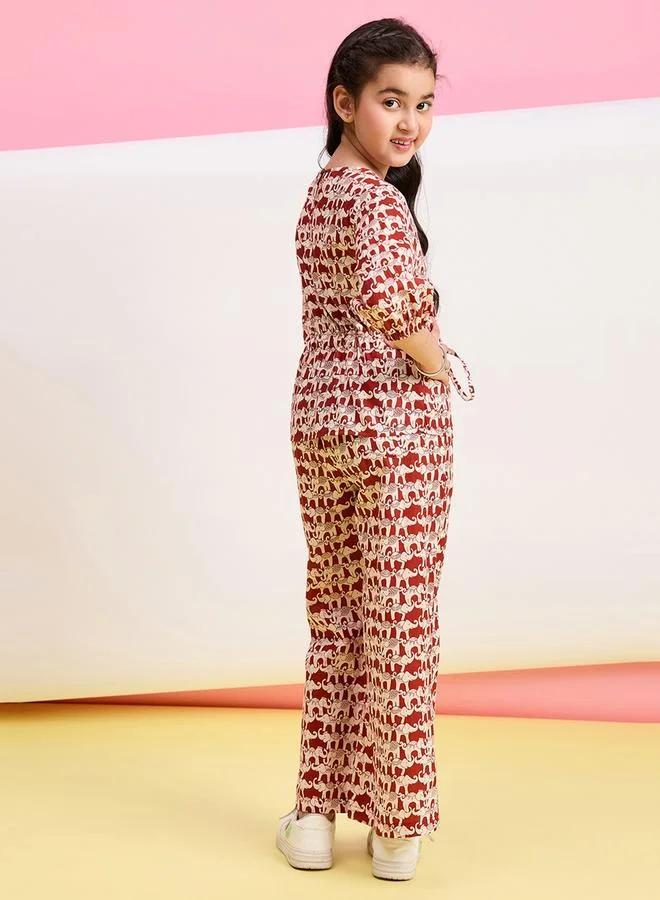 Stylo Bug Animal Print 3/4 Sleeves Top & Pants Set by Styli