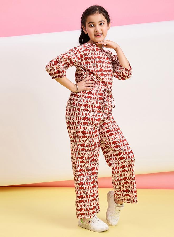 Stylo Bug Animal Print 3/4 Sleeves Top & Pants Set by Styli  - Image 3